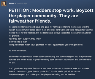 Illustration for article titled Some People Are Pissed That Skyrim's Paid Mods Are Gone